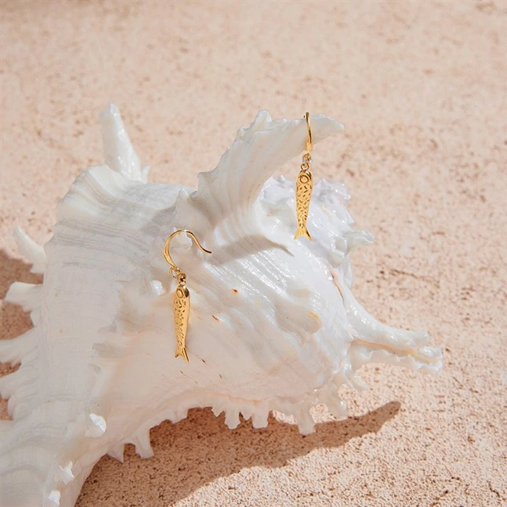 Hammered Fish Drop Earring high quality