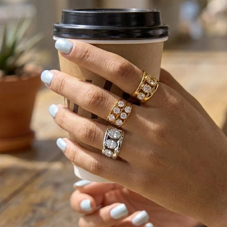Mixed Shape CZ Stack Ring factory
