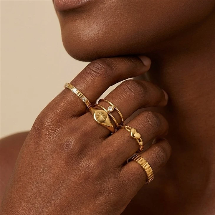 Ring mit geripptem CZ-Akzentband