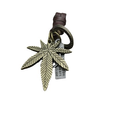Antiker Kupferblatt Schlüsselanhänger|Geflochtenes Lederaccessoire