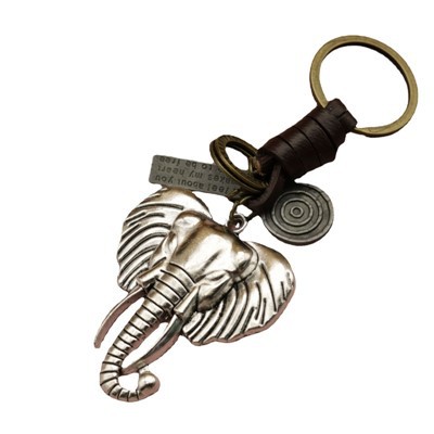 Vintage Elefant Schlüsselanhänger|Geschenk für Männer aus geflochtenem Leder